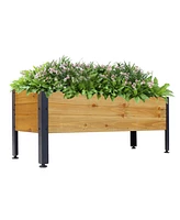 Streamdale Furniture Wood Rectangular Garden Planter Box Raised Bed Outdoor, Planters for Outdoor Plants, Elevated Herbs Vegetables Flowers Great Pati