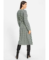 Olsen Women's Faux Wrap A-Line Retro Print Dress