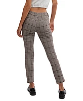 Free People Women's Molly Plaid Mid Rise Slim-Leg Pants