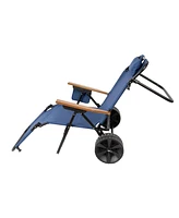 Streamdale Furniture Beach Cart Chairs With Wheels 2 in 1 Foldable Beach Lounge Chair With Integrated Wagon Pull Cart Perfect for Backyard Pool or Pic