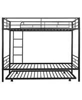 Slickblue Twin-Over-Twin Metal Bunk Bed with Trundle for Kids or Small Spaces