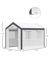 Streamdale Furniture 10' x 7' x 7' Walk-In Greenhouse, Outdoor Garden Warm Hot House with 4 Roll