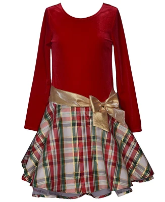 Bonnie Jean Big Girls Plaid Hipster with Side Bow Dress