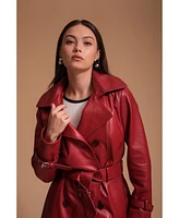 Furniq Uk Women's Leather Jacket, Burgundy, Created for Macy's