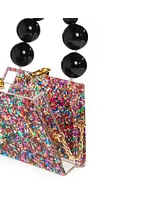 Milanblocks Forever Love confettie Top Handle Acrylic Clutch