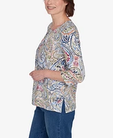 Alfred Dunner Petite Key Items Paisley Short Sleeve Top