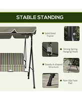 3-Seat Outdoor Swing Chair with Removable Cushion & Canopy