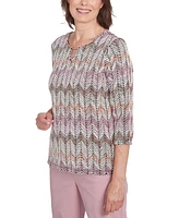 Alfred Dunner Petite Telluride Chenille Zig Zag Top