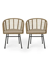 Modern Wicker Chair With Angled Legs And Water-Resistant Cushions