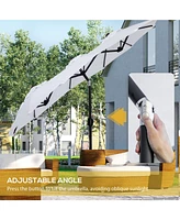 Double-sided Patio Umbrella 9.5' Large Outdoor Market Umbrella with Push Button Tilt and Crank, 3 Air Vents and 12 Ribs, for Garden, Deck, Pool, White
