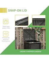 Garden Compost Bin 80 Gallon Outdoor Large Capacity Composter Fast Create Fertile Soil Aerating Box, Easy Assembly, Black