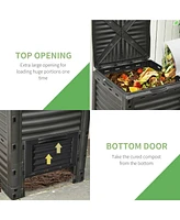 Streamdale Furniture Garden Compost Bin 80 Gallon Outdoor Large Capacity Composter Fast Create Fertile Soil Aerating Box, Easy Assembly, Black