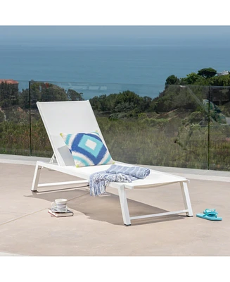 Simplie Fun Myers Adjustable Mesh Chaise Lounge For Poolside And Patio Comfort