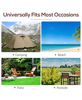 Streamdale Furniture Folding Chaise Lounge Chair for Outside, 2-in-1 Tanning Chair with Pillow & Pocket, Adjustable Pool Chair for Beach, Patio, Lawn,