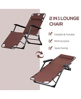 Simplie Fun Folding Chaise Lounge Chair for Outside, 2-in