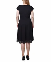 Ny Collection Women's Chiffon Sleeve Scuba Dress