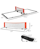 Streamdale Furniture 10ft Portable Soccer Tennis/Pickleball/Badminton/Mini Tennis Net w/ Sideline for Training with Included Storage Bag, Red