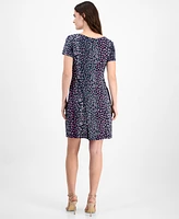 Connected Women's Floral-Print Short-Sleeve Mini Dress