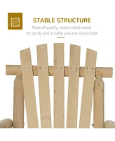 Outdoor Wooden Rocking Chair, Single-Person Rustic Adirondack Rocker with Slatted Seat, High Backrest, Armrests for Patio, Garden and Porch, Natural