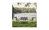 Slickblue 4 Piece Patio Furniture Set, Outdoor Acacia Wood Conversation Set, All-Weather Rope Sofa Set with Coffee Table, Loveseat