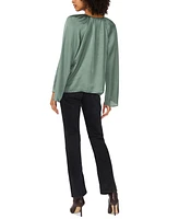 1.state Women's Wide Flutter-Sleeve Tie-Neck Top