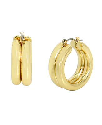 Steve Madden Gold-Tone Chubby Double Hoop Earrings