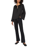 1.state Women's Wide Flutter-Sleeve Tie-Neck Top
