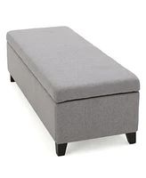 Spacious Storage Ottoman With No Assembly Required In Light Grey
