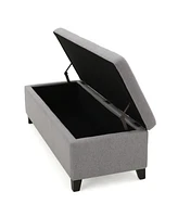 Spacious Storage Ottoman With No Assembly Required In Light Grey