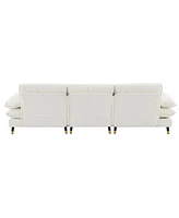 Streamdale Furniture 10666.5" L shaped Convertible Sectional Sofa,4 Seat Tufted Couch Set with Two