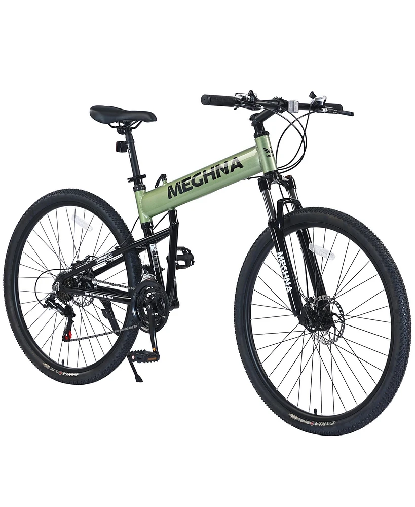 Simplie Fun 29" Folding Mountain Bike, Suspension Fork, Aluminium Alloy Frame 21Speed Mountain Bike