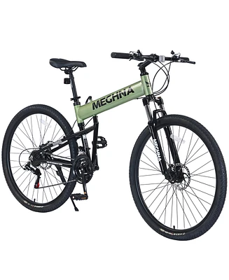 Simplie Fun 29" Folding Mountain Bike, Suspension Fork, Aluminium Alloy Frame 21Speed Mountain Bike