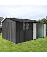 Simplie Fun Metal garden sheds 10ftx12ft outdoor storage sheds black with window