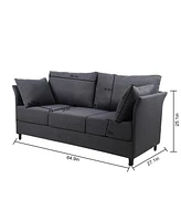 Streamdale Furniture Modern detachable Sofa 3 Seater Sofa Couches with Metal frame for Living Room Apartment Bedroom, linen, Dark Gray