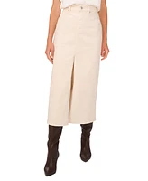 1.state Women's Denim Front-Slit Midi Skirt