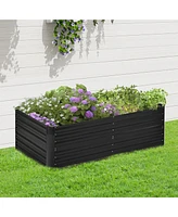 Galvanized Raised Garden Bed Kit with Reinforcing Bars, Large and Tall Metal Planter Box for Vegetables, Flowers and Herbs, 6' x 3' x 2', Black