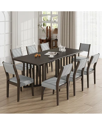 Streamdale Furniture Farmhouse 9-Piece 83.9inch Extendable Dining Table Set with 2 12