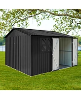 Streamdale Furniture Metal garden sheds 6ftx8ft outdoor storage sheds black with window