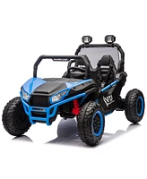 24V Two-seater Kids Ride On Utv W/Parents Control,400W Super Power, Four-wheel suspension, Led Light with Rear searchlight, Bluetooth, MP3,Music, Rear
