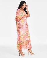 I.n.c. International Concepts Women's Drawstring-Sleeve Maxi Dress, Exclusively at Macy's