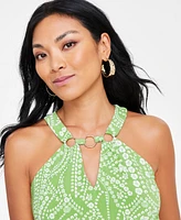 I.n.c. International Concepts Women's Metal-Ring Printed Halter Top, Exclusively at Macy's