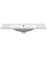 Streamdale Furniture 36" Single Bathroom Basin Sink, Vanity Top Only, 3-Faucet Holes, Resin