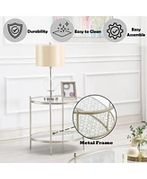 Streamdale Furniture Zaba End Table, Glass Top & Champagne Finish