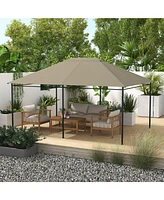 10' x 13' Gazebo Canopy Replacement, Outdoor Gazebo Cover Top Roof Replacement with Vents and Drain Holes, (Top Cover Only), Khaki