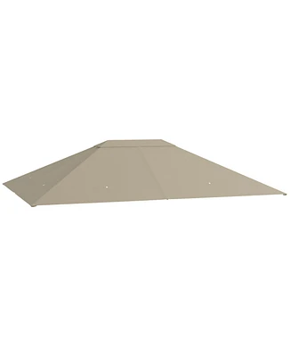 Streamdale Furniture 10' x 13' Gazebo Canopy Replacement, Outdoor Gazebo Cover Top Roof Replacement with Vents and Drain Holes, (Top Cover Only), Khak