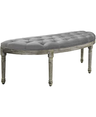 Streamdale Furniture Vintage Semi-Circle End of Bed Bench, Upholstered Bedroom Entryway Bench with Tufted Velvet