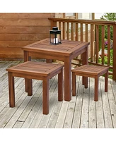 3 Piece Outdoor Side Nesting Table Patio Set with Acacia Wood Build & Multi-Functional Design