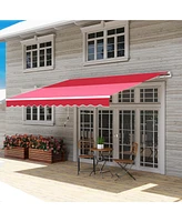 Streamdale Furniture 12' x 10' Retractable Awning Patio Awnings Sun Shade Shelter with Manual Crank Handle