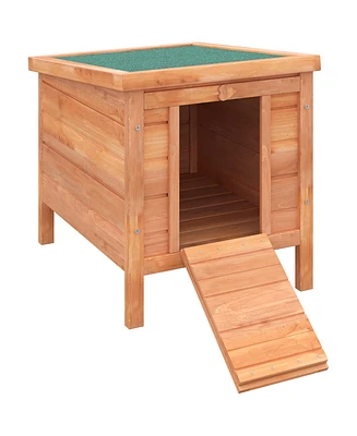 Streamdale Furniture Small Wooden Rabbit Hutch Bunny Cage Guinea Pig Cage Duck House Dog House with Openable & Waterproof Roof, Natural