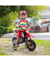 Kids Dirt Bike with Twist Grip Throttle, 12V Electric Motorcycle, Electric Bike for Toddler with Training Wheels, Rear Suspension & Music for Ages 3-6